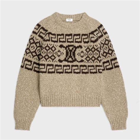 Women's Triomphe fair isle crew neck sweater in wool 